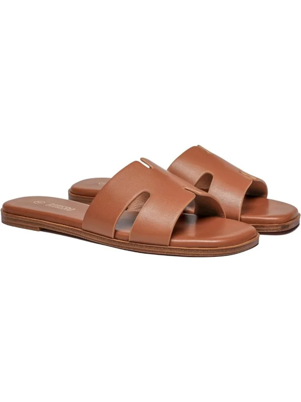 Stylish Women's Flat Slide Sandals - Comfortable Leather Slip-On for Dressy